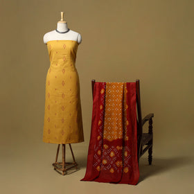 Jacquard cotton 2pc unstitched dress material with earrings