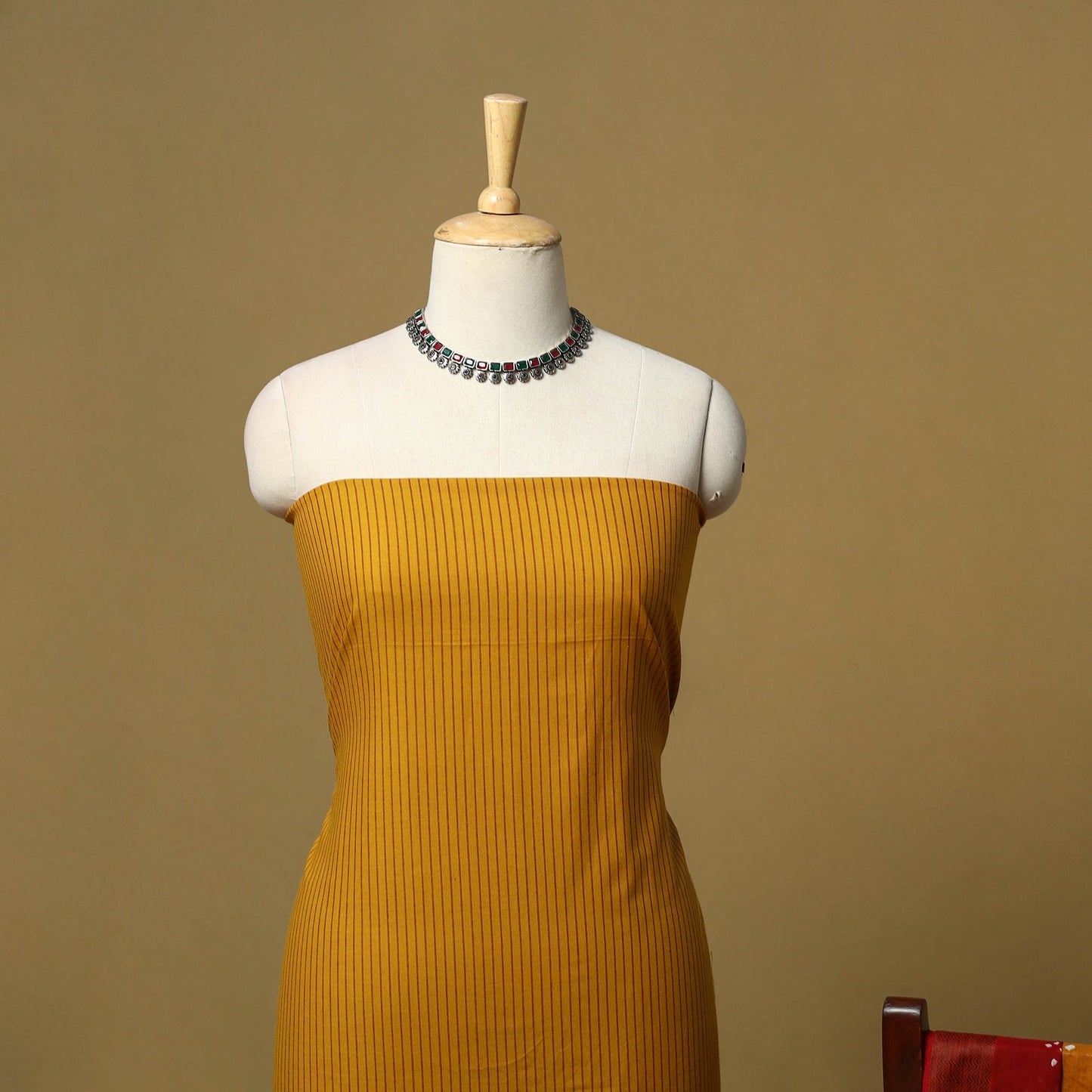 Jacquard cotton 2pc unstitched dress material with earrings