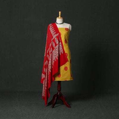 Jacquard cotton 2pc unstitched dress material with earrings