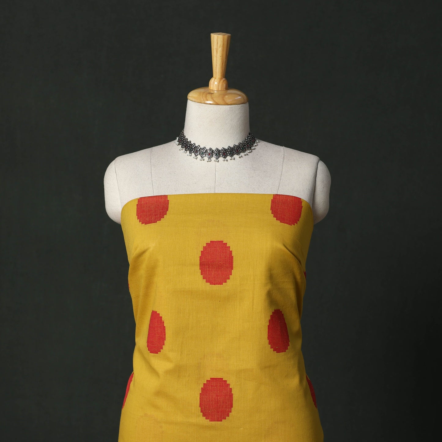 Jacquard cotton 2pc unstitched dress material with earrings