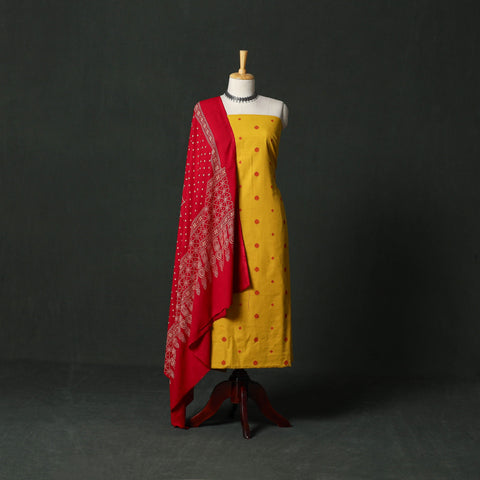 Jacquard cotton 2pc unstitched dress material with earrings