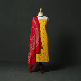 Jacquard cotton 2pc unstitched dress material with earrings
