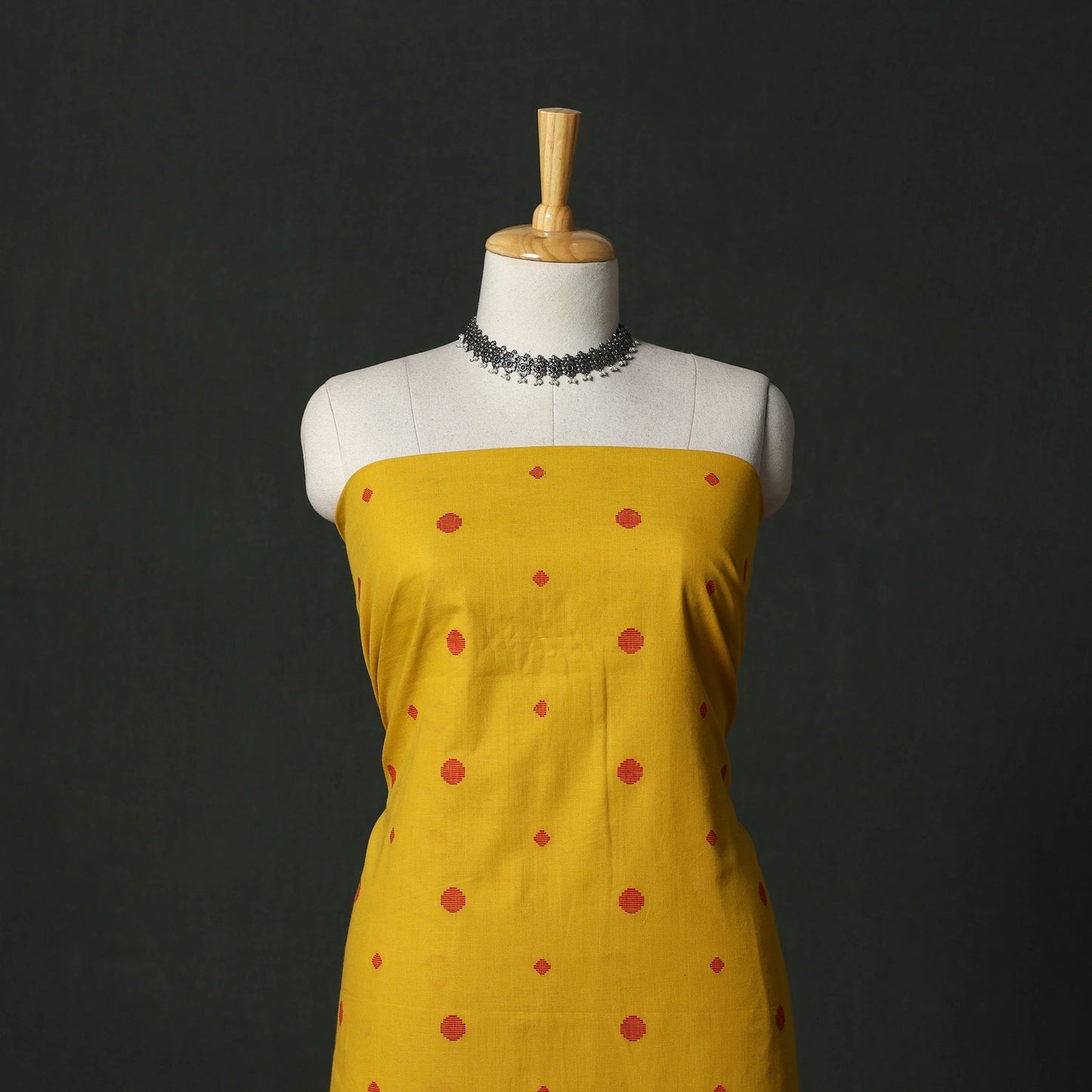 Jacquard cotton 2pc unstitched dress material with earrings