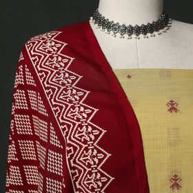 Jacquard cotton 2pc unstitched dress material with earrings