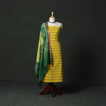 Jacquard cotton 2pc unstitched dress material with earrings