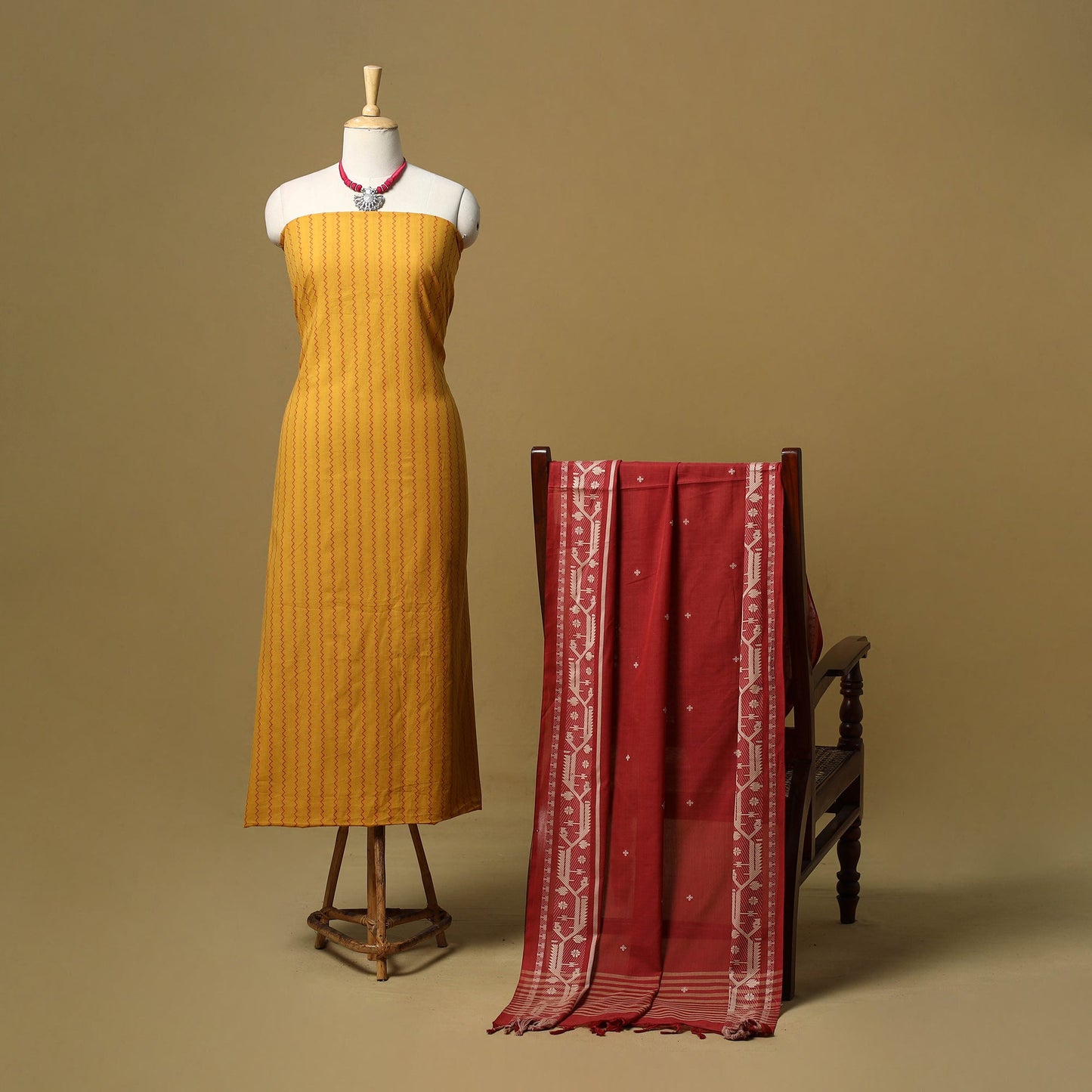Jacquard cotton 2pc unstitched dress material