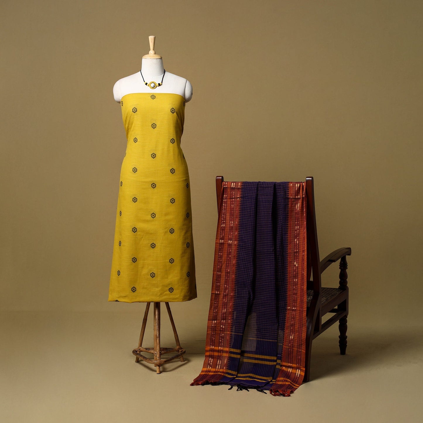 Jacquard cotton 2pc unstitched dress material