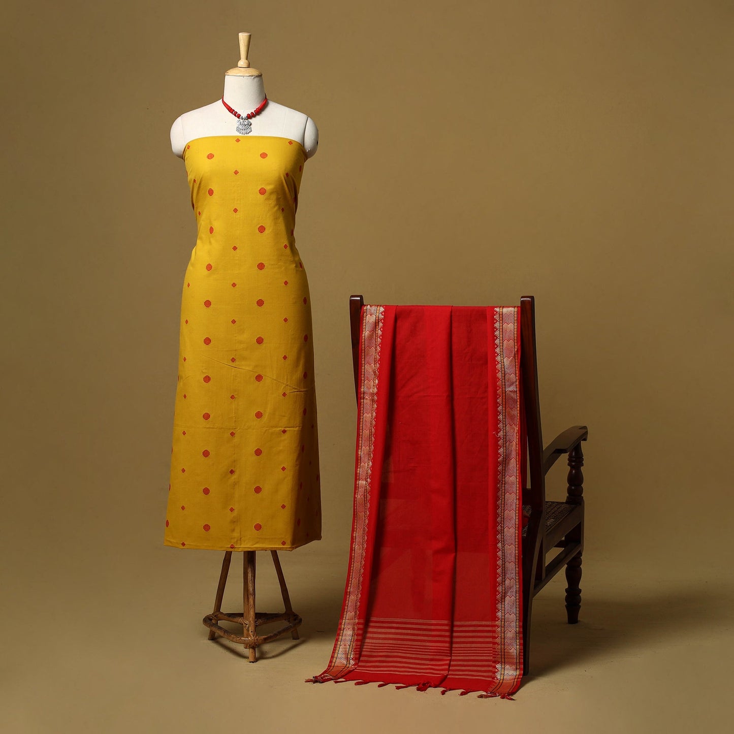 Jacquard cotton 2pc unstitched dress material