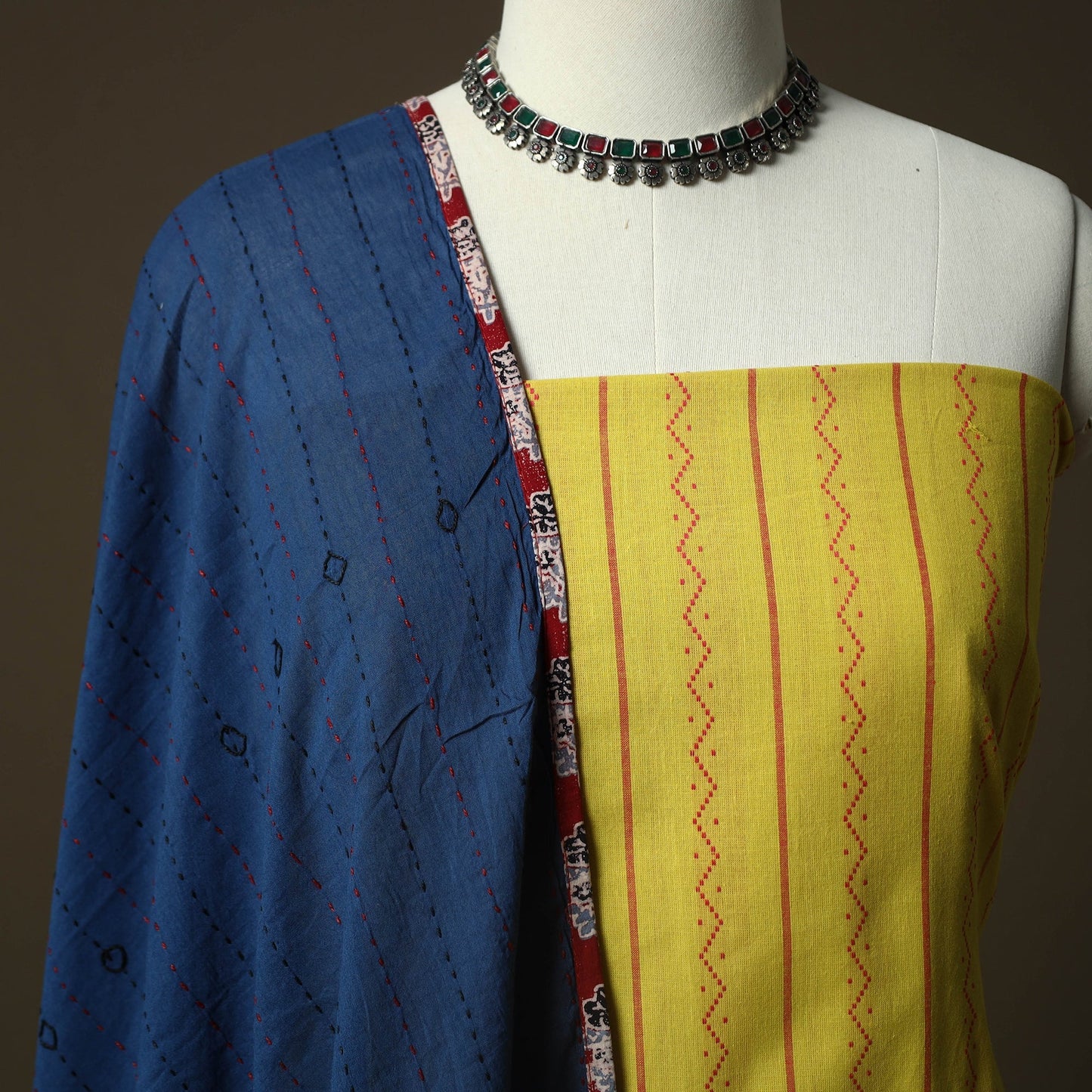 Jacquard cotton 2pc unstitched dress material kurta set 20