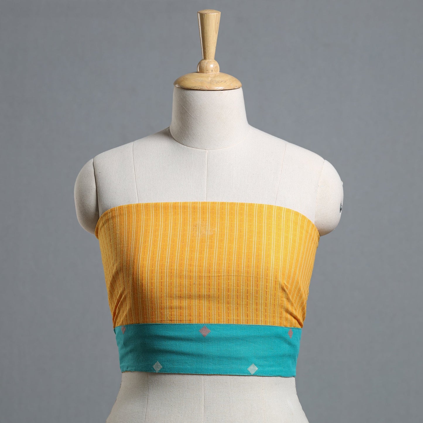 Yellow - jacquard cotton blouse piece 02 - handcrafted