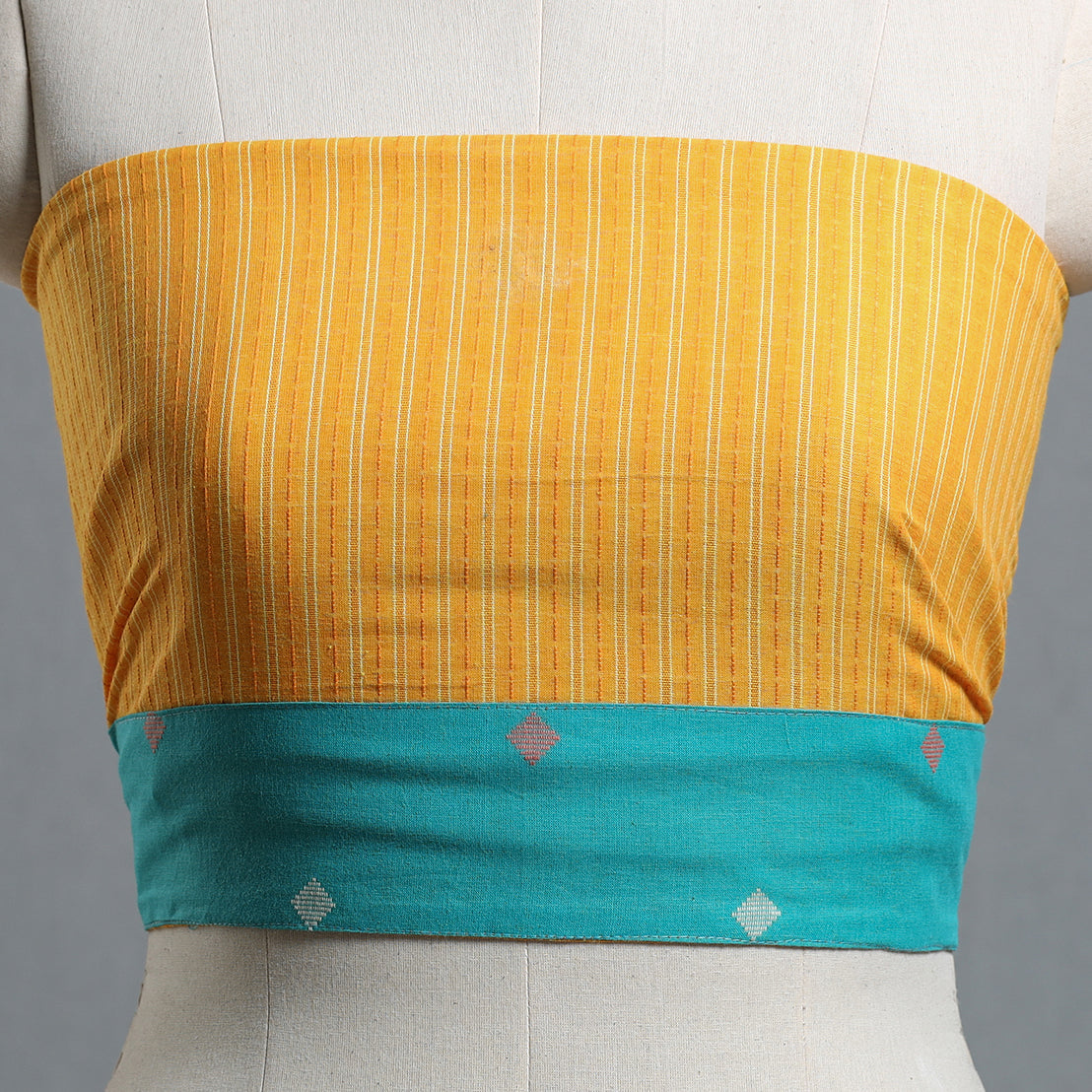 Yellow - jacquard cotton blouse piece 02 - handcrafted