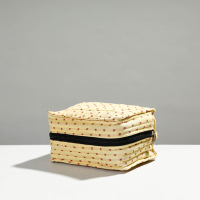  Yellow Jacquard Cotton Fabric 4 Pockets Jewelry Bag 