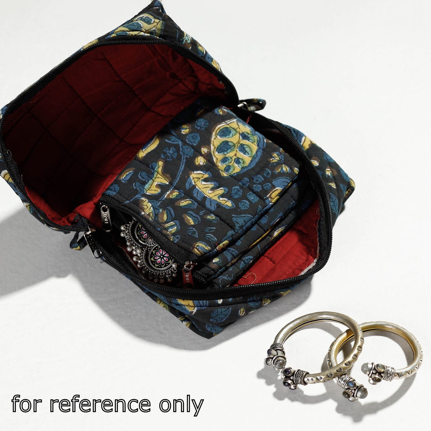  Yellow Jacquard Cotton Fabric 4 Pockets Jewelry Bag 
