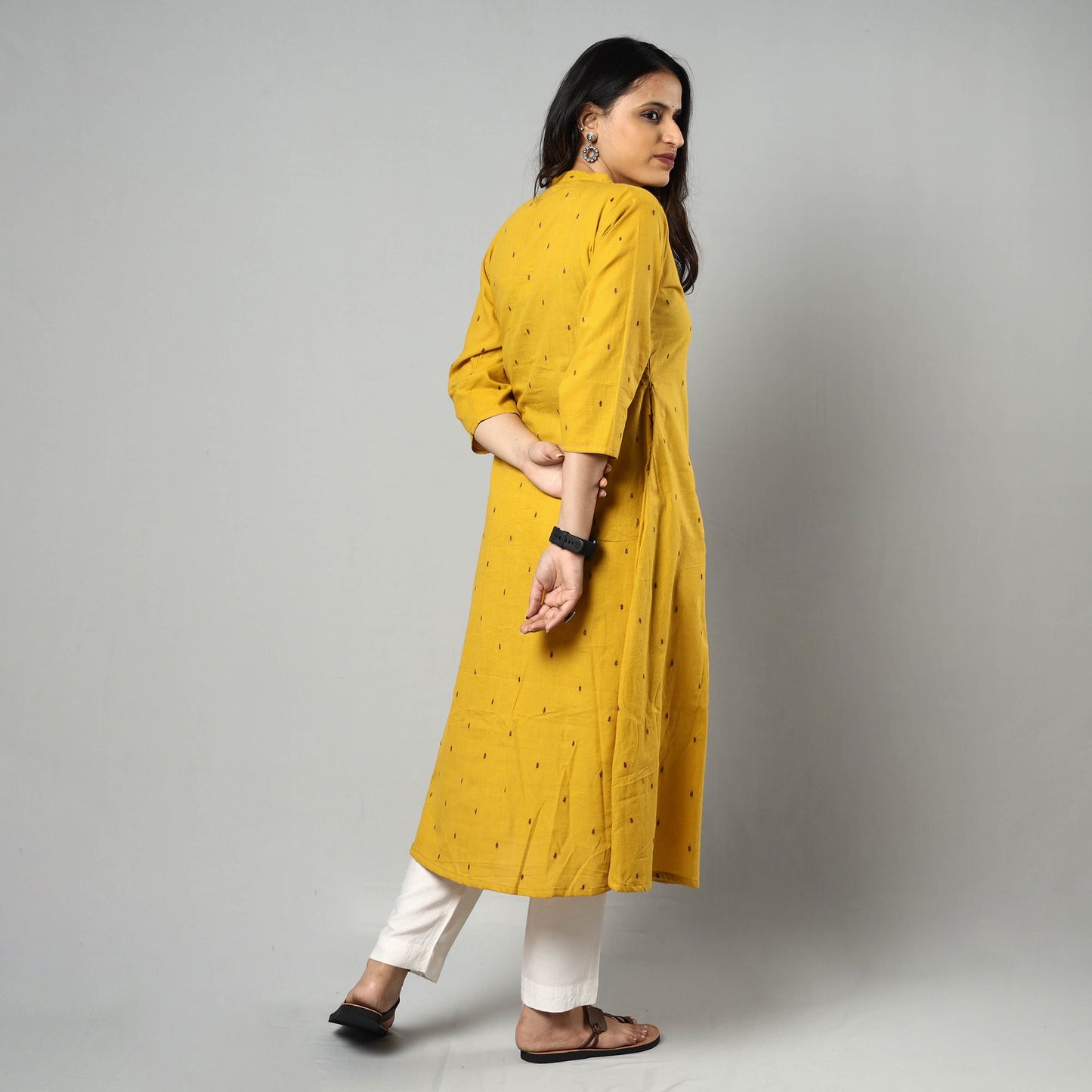 Buy Jacquard Cotton A-Line Kurta for Women