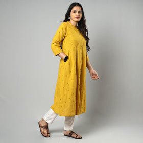 Buy Jacquard Cotton A-Line Kurta for Women