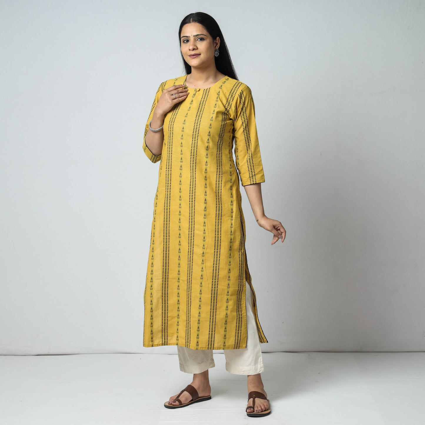 Buy Jacquard Cotton Long kurta for Women