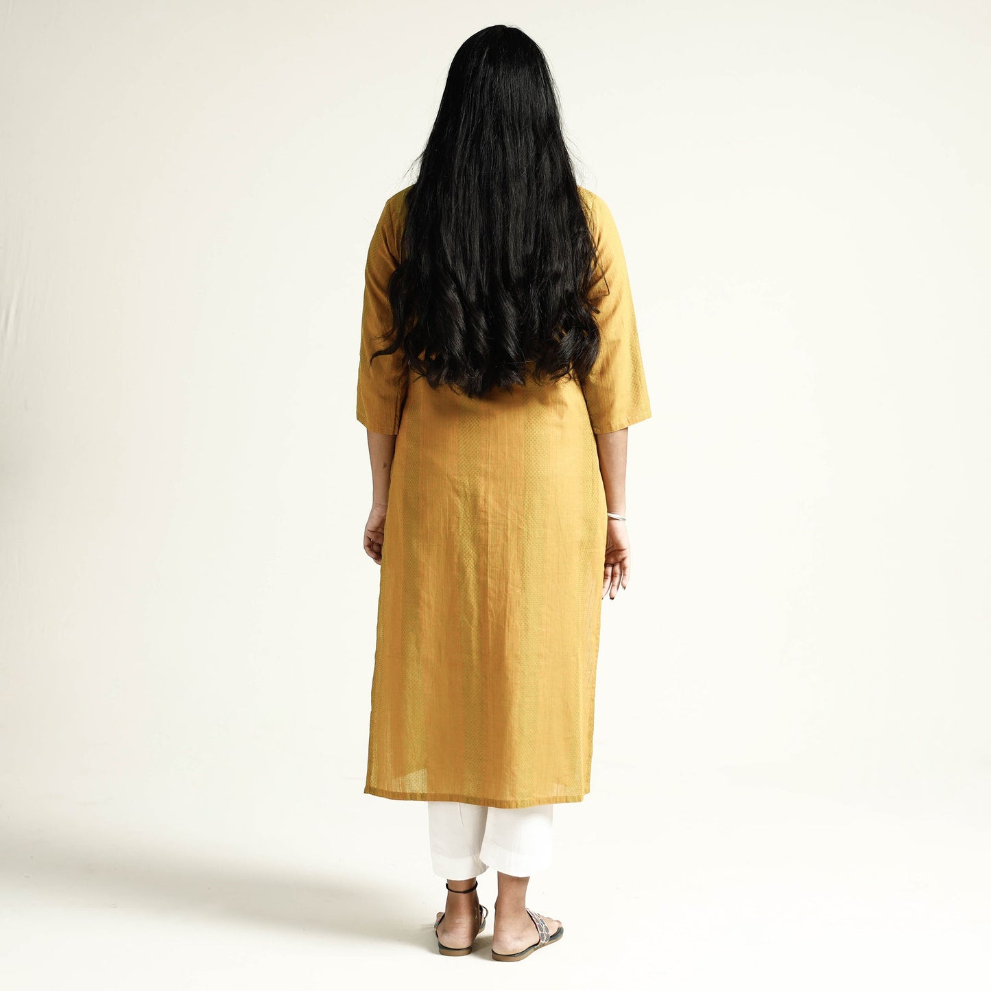 Buy Jacquard Cotton Long Kurta for Women