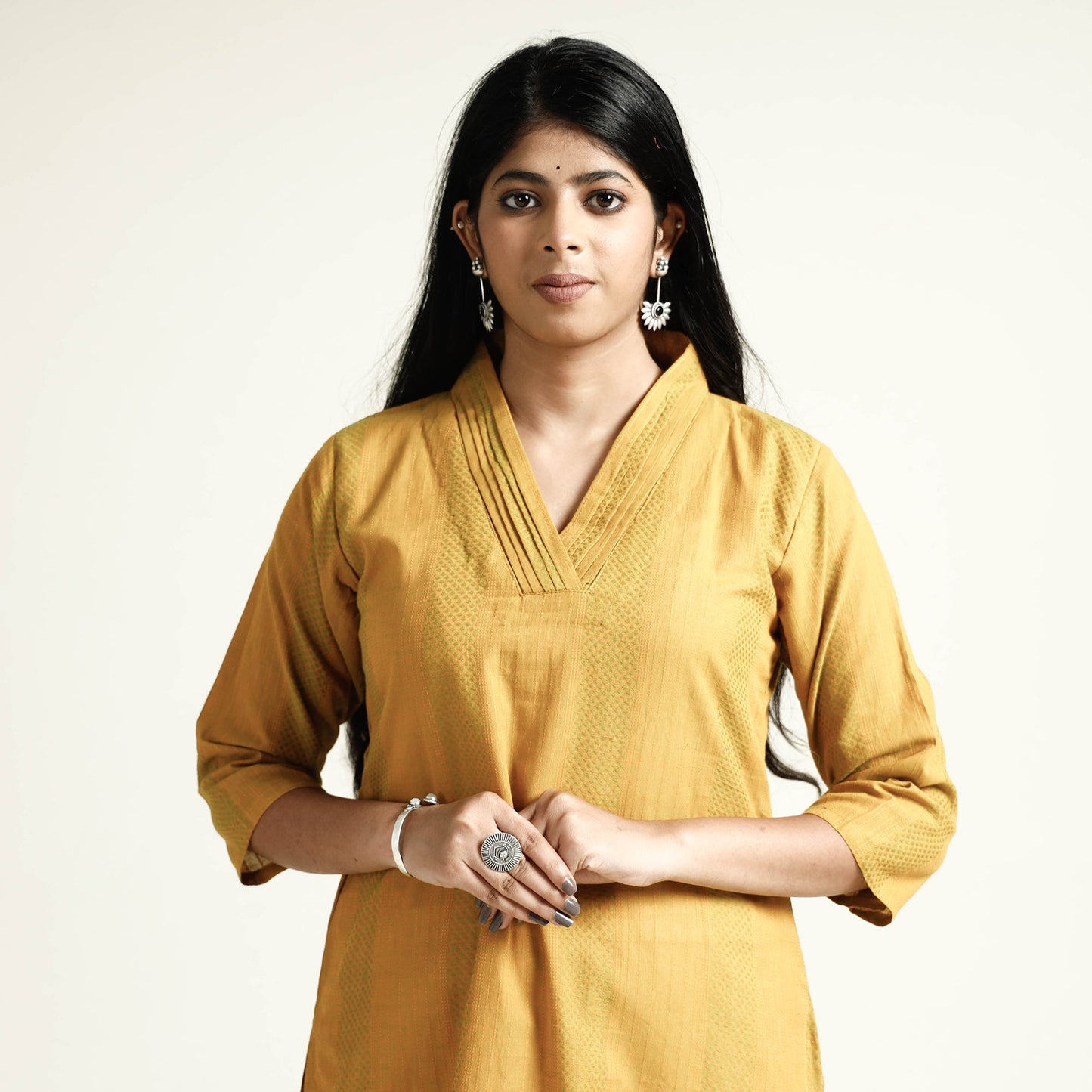 Buy Jacquard Cotton Long Kurta for Women
