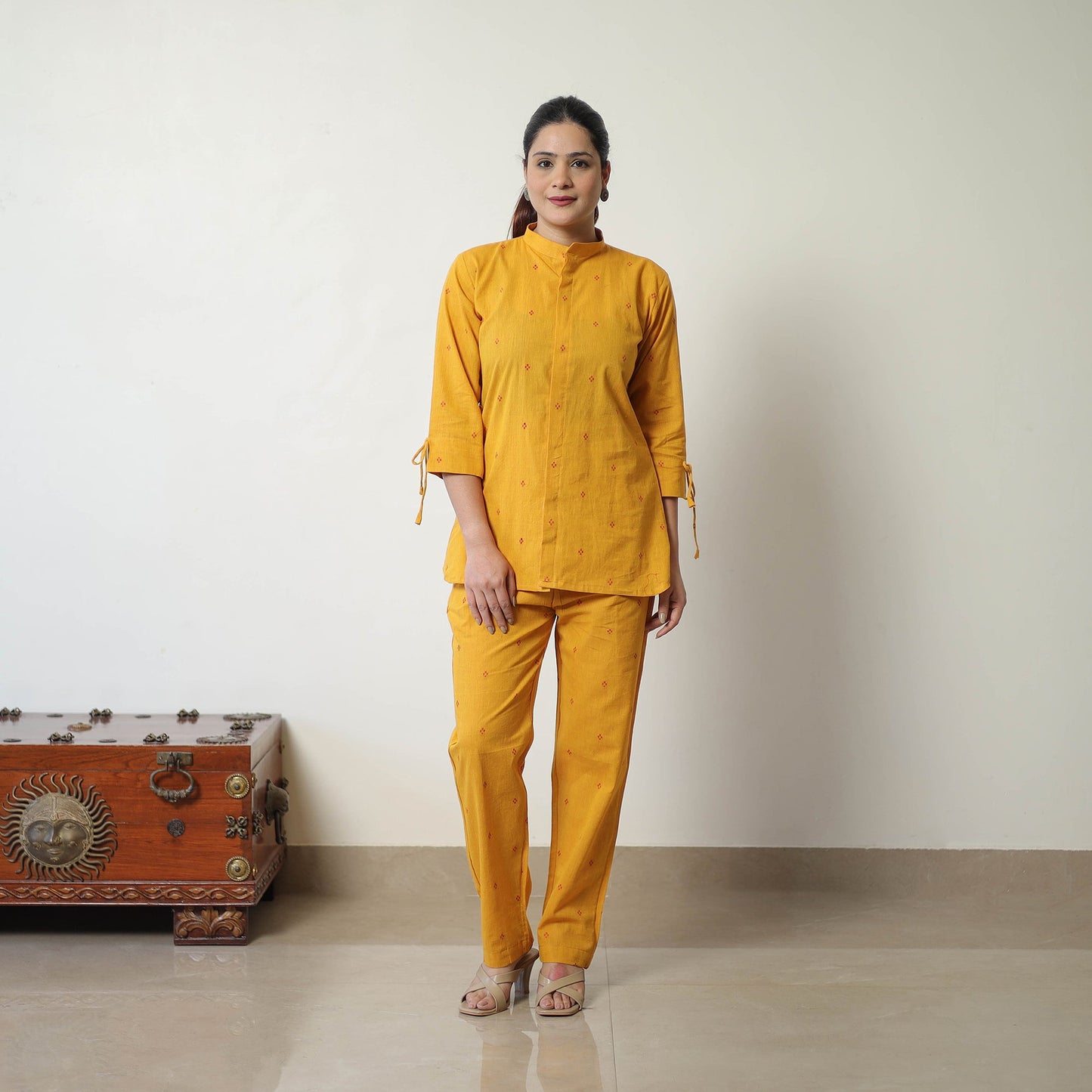  Yellow Jacquard Cotton Co-Ord Set Online at iTokri.com
