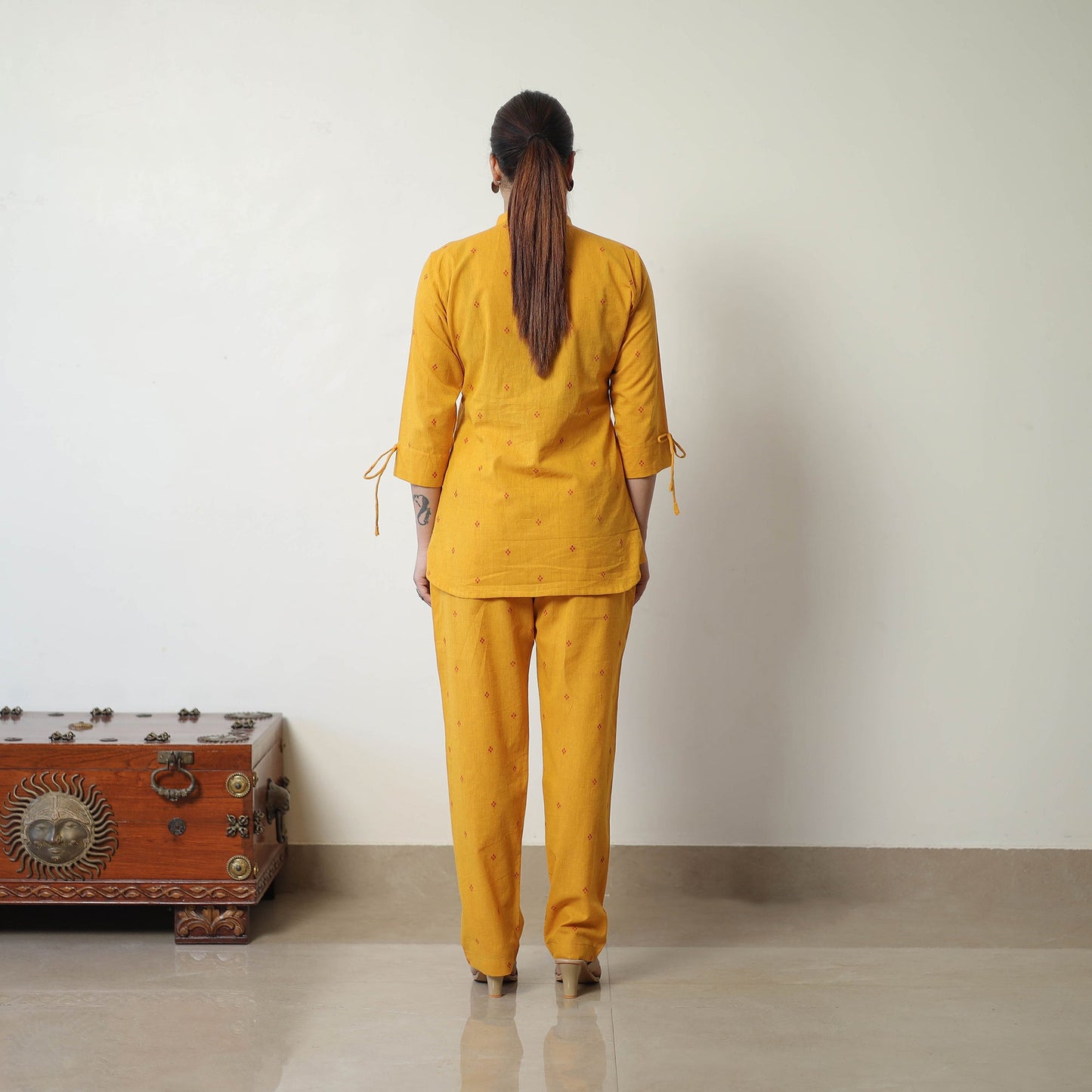  Yellow Jacquard Cotton Co-Ord Set Online at iTokri.com