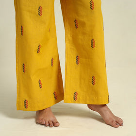  Yellow Jacquard Cotton Top & Pyjama Night Suit Set