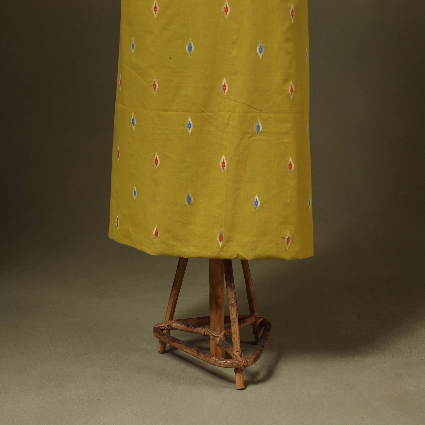 Yellow Jacquard Cotton Dress Material with Jewellery Set