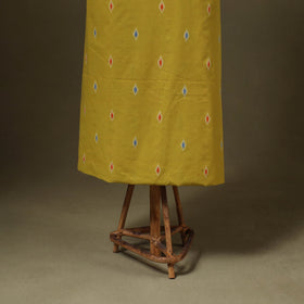 Yellow Jacquard Cotton Dress Material with Jewellery Set