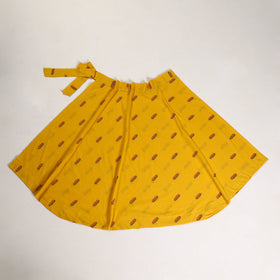 Yellow - jacquard cotton wrap around skirt 06 - handcrafted