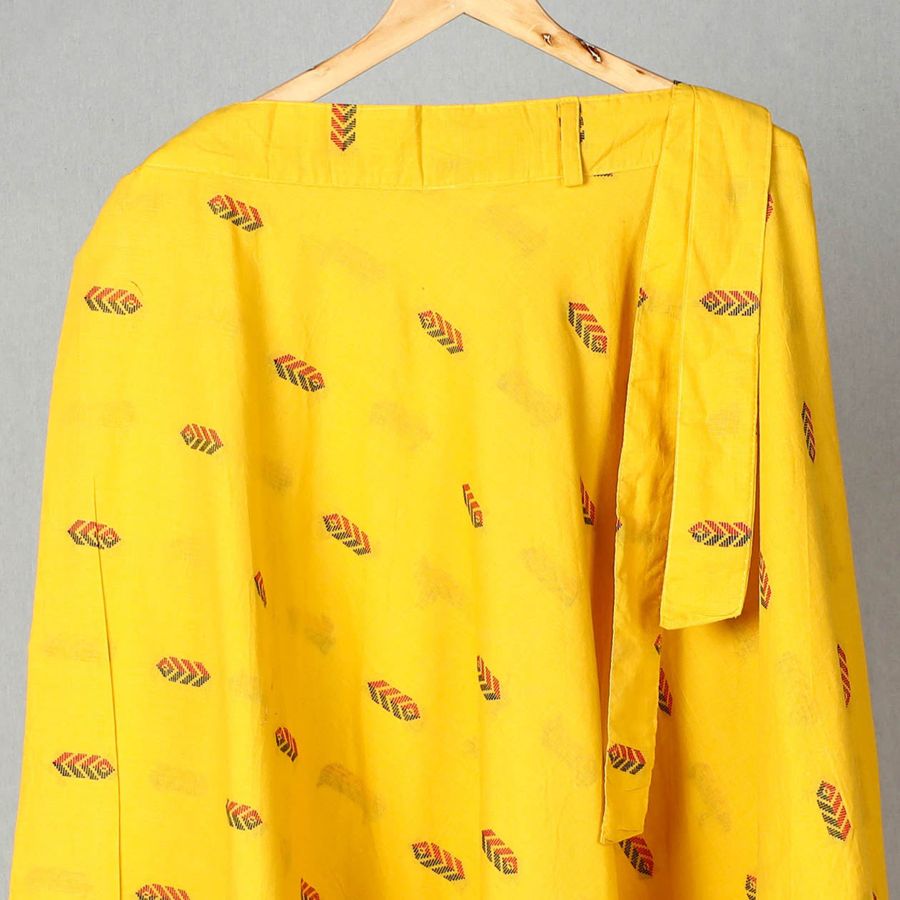 Yellow - jacquard cotton wrap around skirt 06 - handcrafted