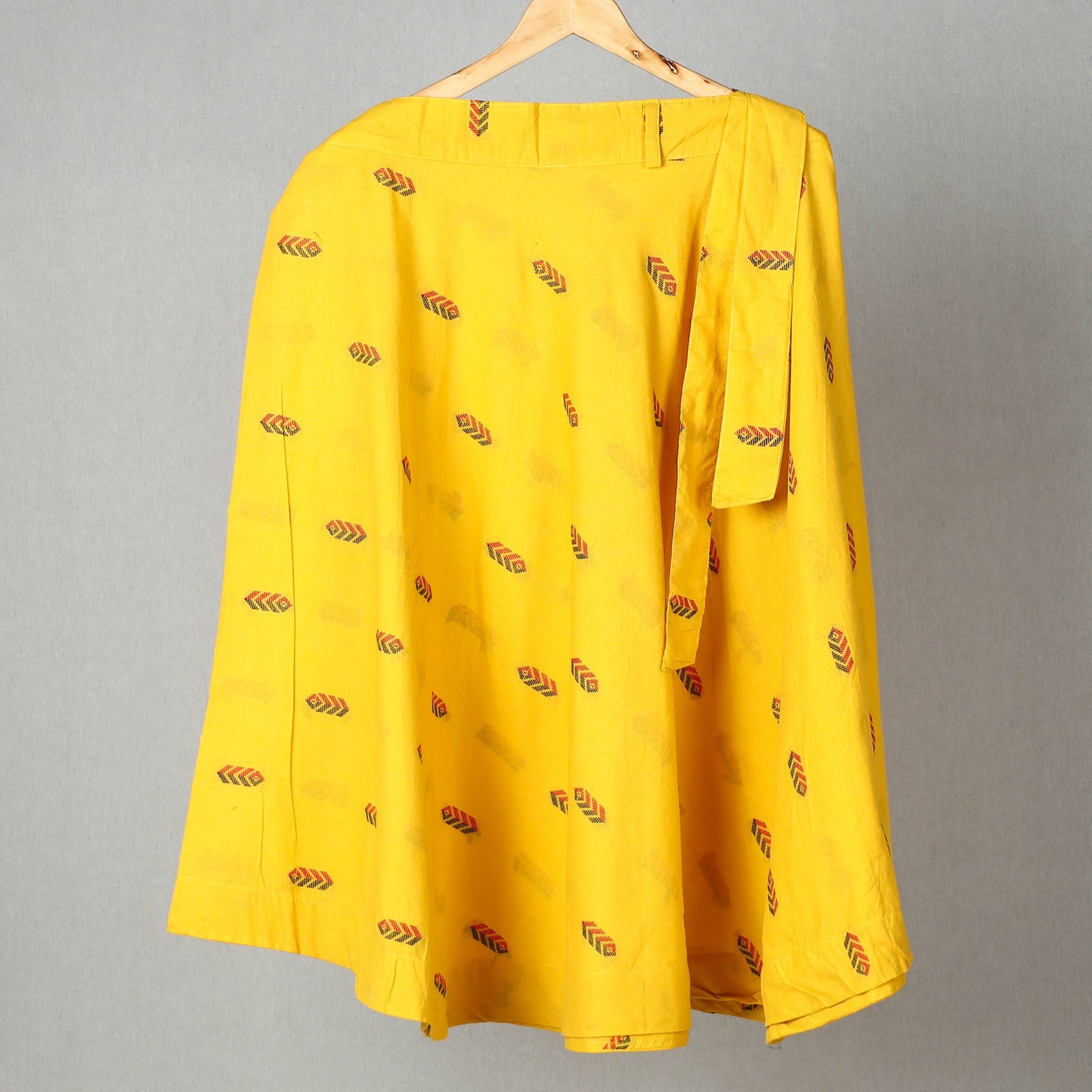 Yellow - jacquard cotton wrap around skirt 06 - handcrafted