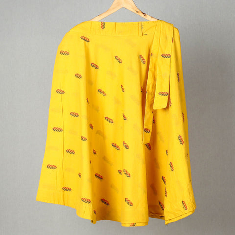 Yellow - jacquard cotton wrap around skirt 06 - handcrafted