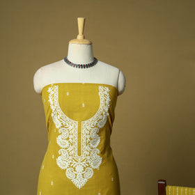 Jacquard embroidered cotton 3pc unstitched dress material