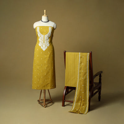 Jacquard embroidered cotton 3pc unstitched dress material