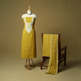 Jacquard embroidered cotton 3pc unstitched dress material