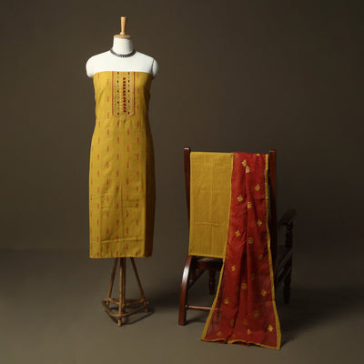 Jacquard embroidered cotton 3pc unstitched dress material