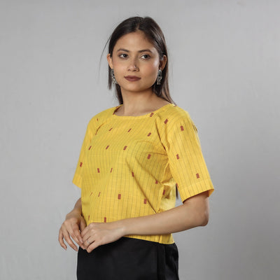  Jacquard Half Sleeve Cotton Crop Top 
