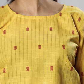  Jacquard Half Sleeve Cotton Crop Top 
