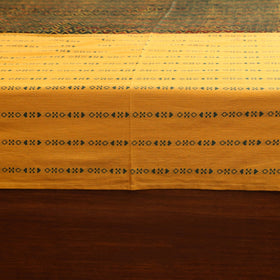 Yellow Jacquard with Ajrakh Modal Silk Patch Cotton Bedsheet Set