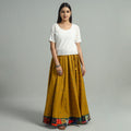 Yellow Jacquard Patchwork 24 Kali Cotton Long Skirt 