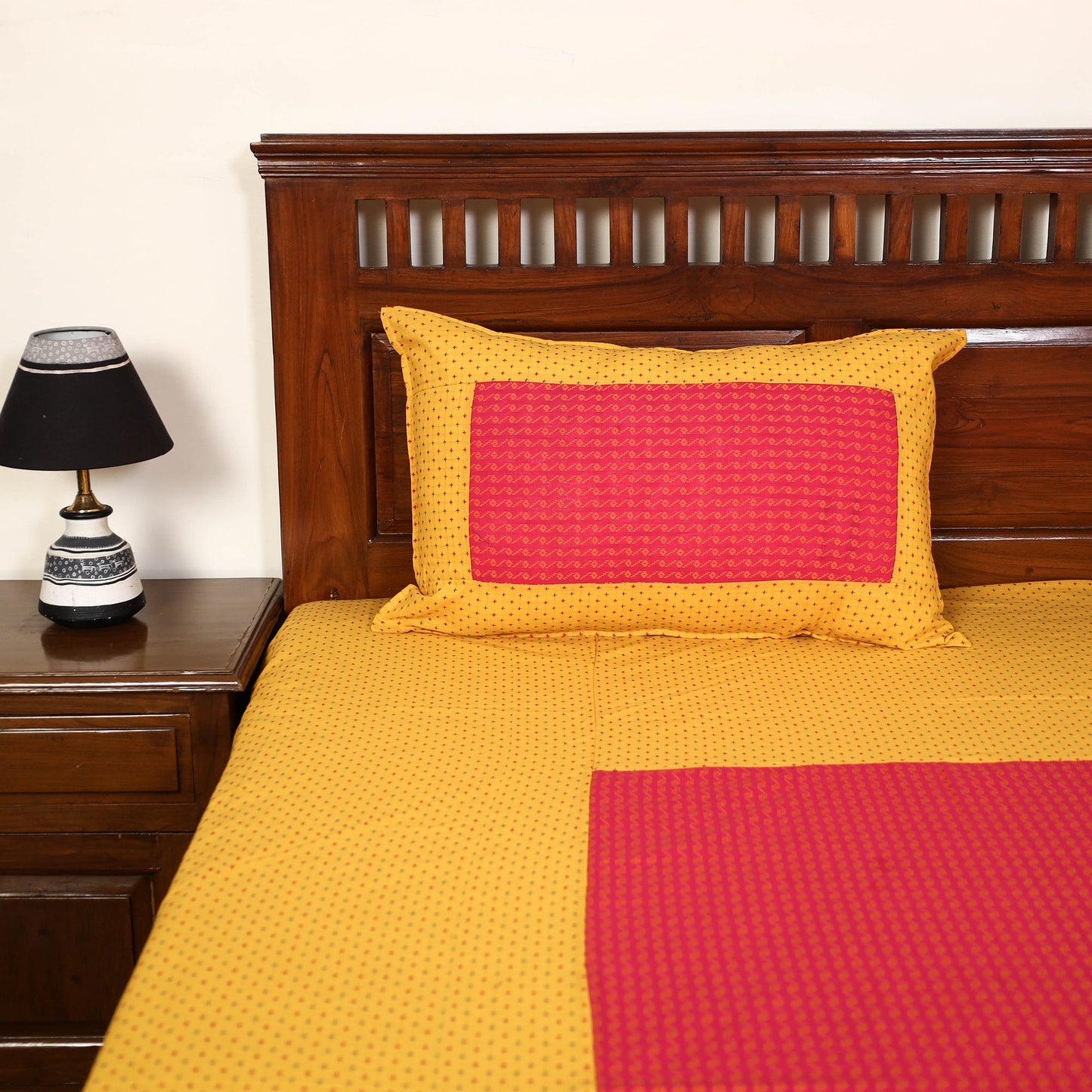 Yellow - jacquard patchwork cotton double bed cover