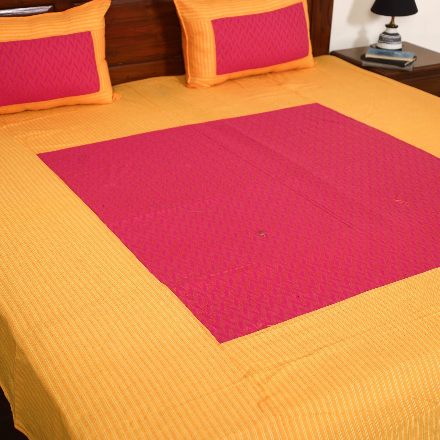 Yellow - jacquard patchwork cotton double bed cover