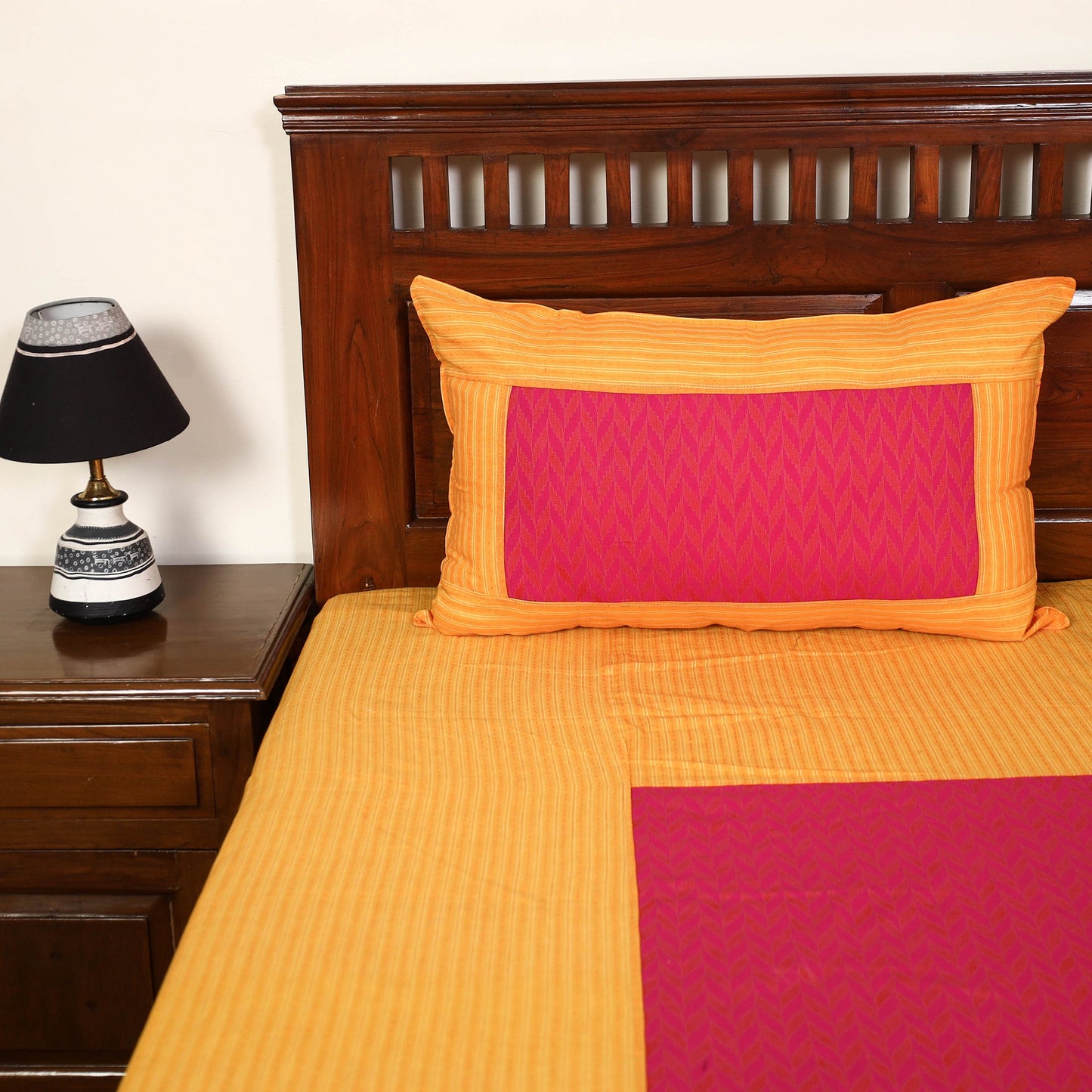 Yellow - jacquard patchwork cotton double bed cover