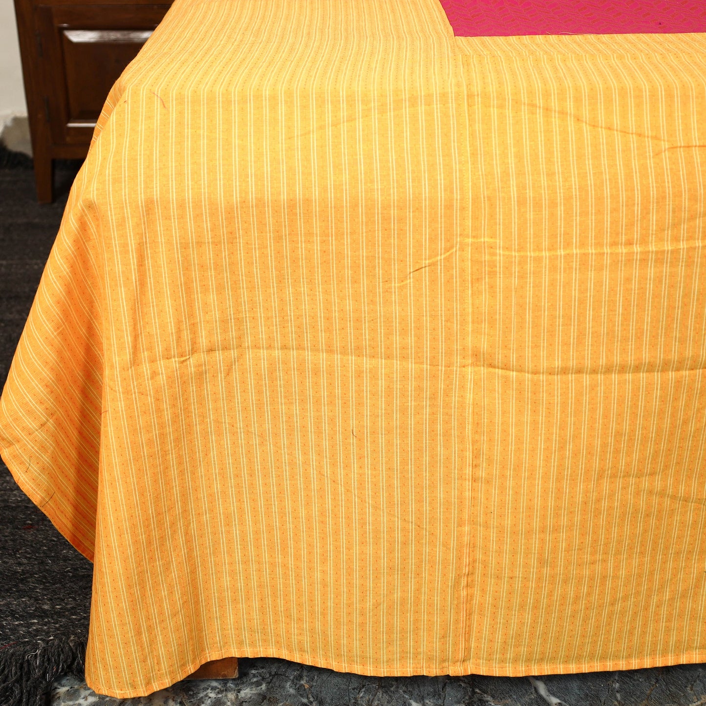 Yellow - jacquard patchwork cotton double bed cover