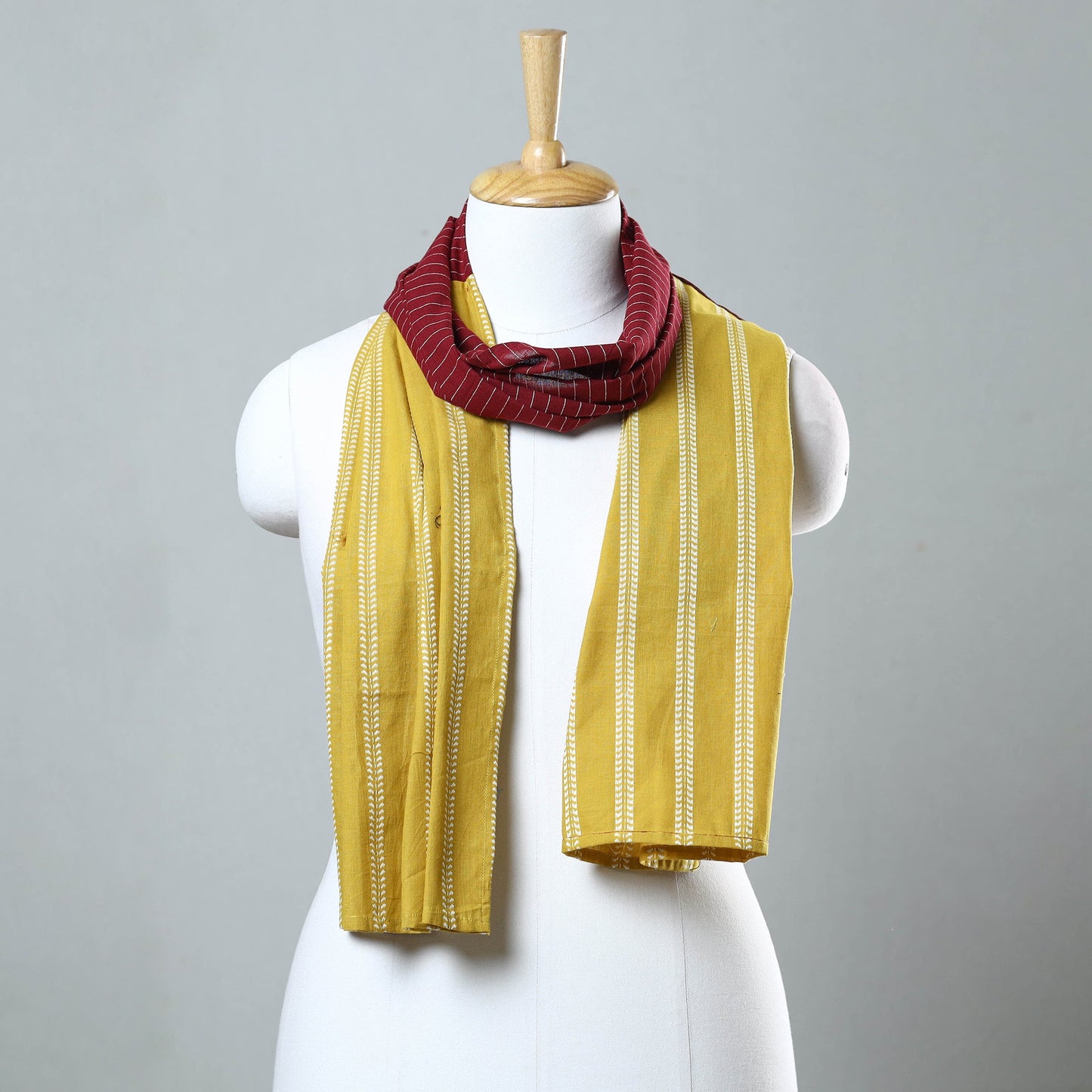 Yellow - jacquard patchwork cotton stole 107 - handcrafted