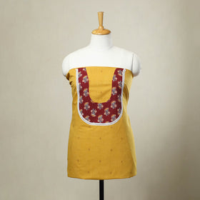 Buy Yellow Jacquard Patchwork Cotton Kurta Material