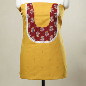 Buy Yellow Jacquard Patchwork Cotton Kurta Material