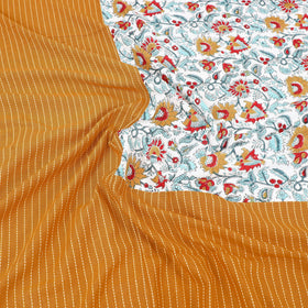 Yellow Jacquard with Sanganeri Patch Cotton Bedsheet Set