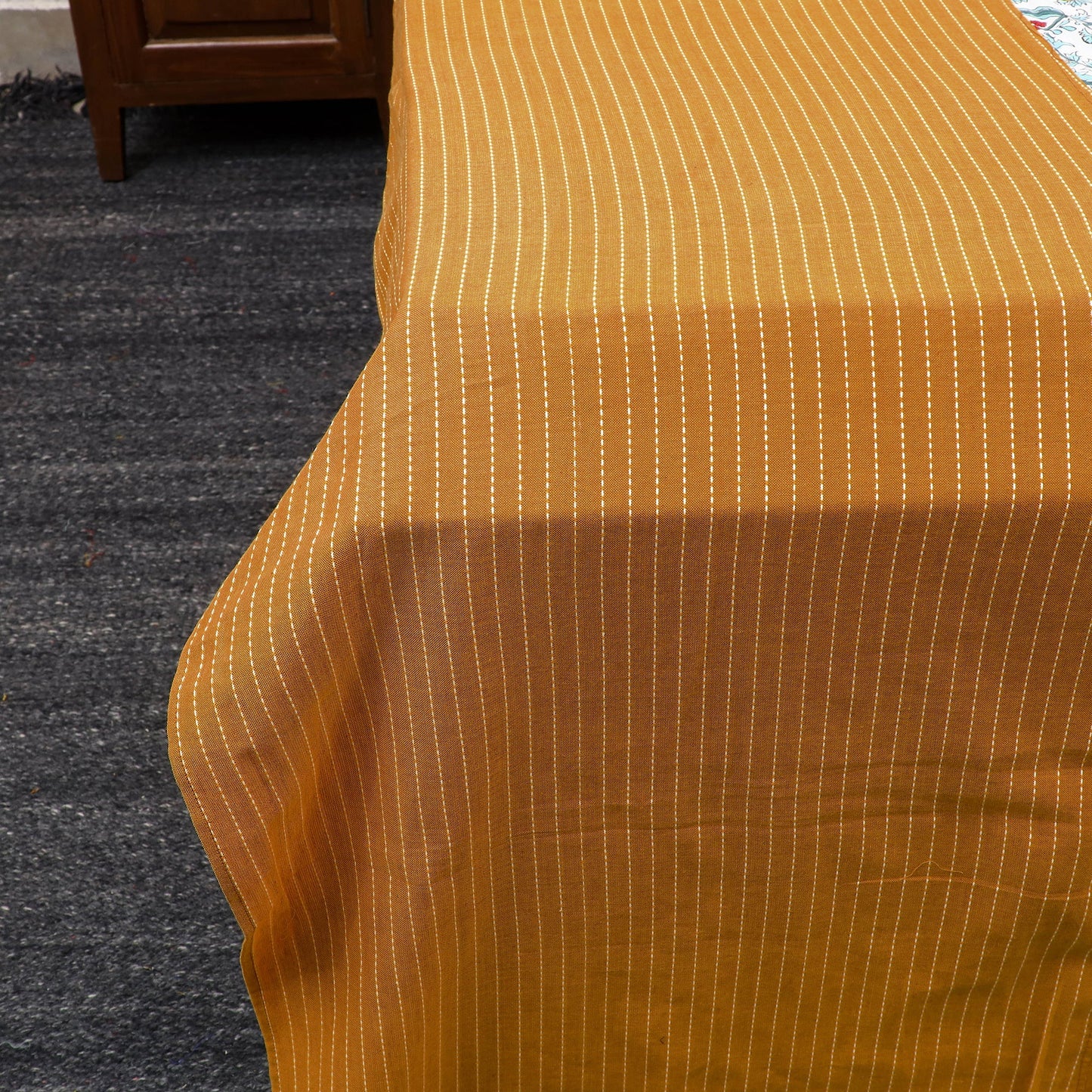 Yellow Jacquard with Sanganeri Patch Cotton Bedsheet Set
