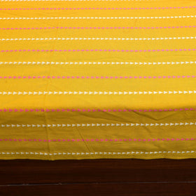 Yellow Jacquard with Sanganeri Patch Cotton Bedsheet Set