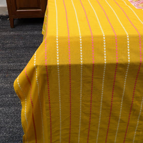 Yellow Jacquard with Sanganeri Patch Cotton Bedsheet Set